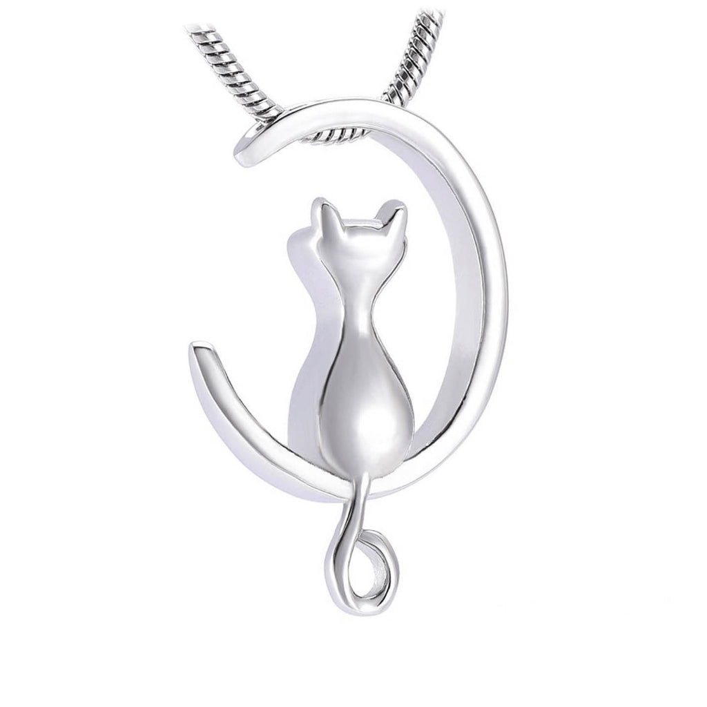 Cat in the Moon Pendant with Chain